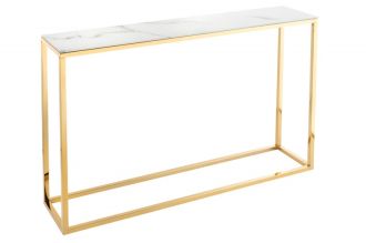 Konzolový stolek ELEGANCE GOLD 110 CM bílý mramorový vzhled