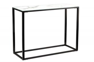 Konzolový stolek ELEGANCE BLACK 110 CM bílý mramorový vzhled