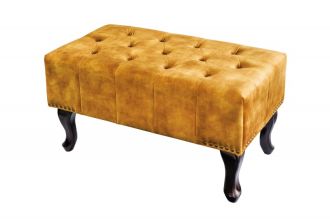 Taburet CHESTERFIELD tmavě žlutý samet