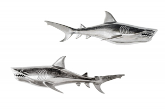 2SET nástěnná dekorace SHARK SILVER 70 CM