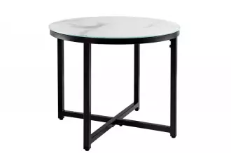 Odkládací stolek ELEGANCE BLACK 50 CM bílý mramorový vzhled