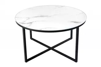 Konferenční stolek ELEGANCE BLACK X 80 CM bílý mramorový vzhled