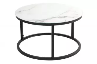 Konferenční stolek ELEGANCE BLACK 60 CM bílý mramorový vzhled