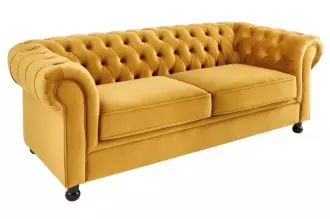 Pohovka CHESTERFIELD WINDSOR 190 CM tmavě žlutá samet