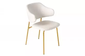 Jídelní židle TRACY bílá/zlatá colin bouclé