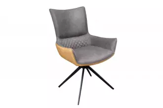 Jídelní židle ALPINE šedá/hnědá mikrovlákno otočná