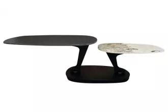Konferenční stolek MOVEMENT WHITE 160 CM keramika otočný