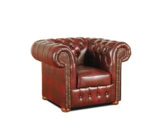 Křeslo Chesterfield Classic 1 kůže bordó