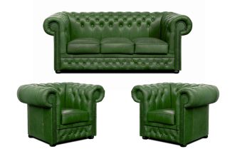 Sedací souprava Chesterfield Lord 3+1+1 kůže zelená
