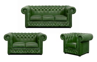 Sedací souprava Chesterfield Lord 3+2+1 kůže zelená