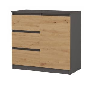 Komoda Malvína 1D3S antracit/dub artisan