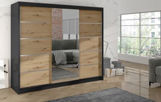 Skříň Debora VI 200 - černá/dub artisan Skříň Debora VI 200 - černá/dub artisan