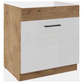 Kuchyňská skříňka Vega 80 ZL 1S dub lancelot/bílý lesk