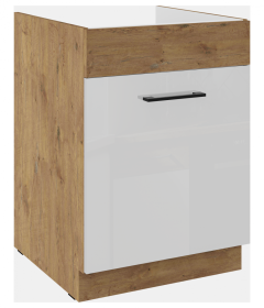 Kuchyňská skříňka Vega 60 ZL 1S dub lancelot/bílý lesk