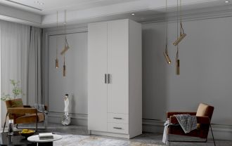 Skříň Arya I 80 - bílá/černé úchytky