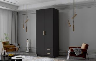 Skříň Arya I 80 - černá/zlaté úchytky