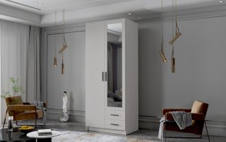 Skříň Arya II 80 - bílá/černé úchytky