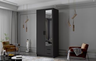 Skříň Arya II 80 - černá/černé úchytky