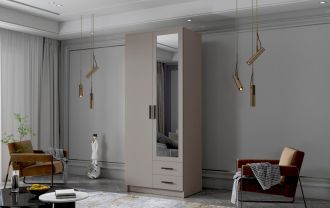 Skříň Arya II 80 - kašmír/černé úchytky