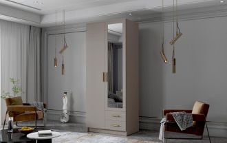 Skříň Arya II 80 - kašmír/zlaté úchytky