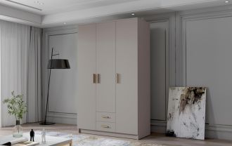 Skříň Arya I 120 - kašmír/zlaté úchytky