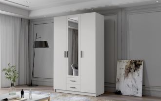 Skříň Arya II 120 - bílá/černé úchytky