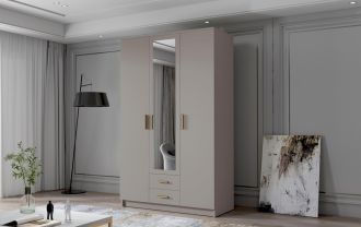 Skříň Arya II 120 - kašmír/zlaté úchytky