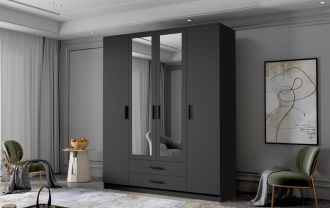 Skříň Arya I 160 - černá/černé úchytky Skříň Arya I 160 - černá/černé úchytky