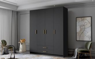 Skříň Arya I 160 - černá/zlaté úchytky