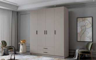 Skříň Arya I 160 - kašmír/černé úchytky