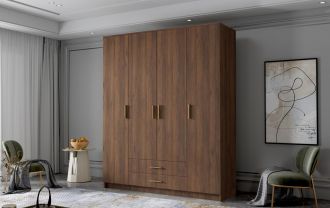 Skříň Arya I 160 - ořech/zlaté úchytky Skříň Arya I 160 - ořech/zlaté úchytky