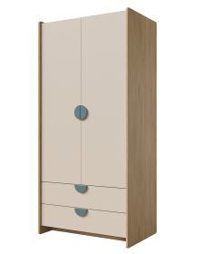 Skříň Leya R2 dub cremona/macadamia/mořská modrá