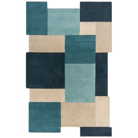 Ručně všívaný kusový koberec Abstract Collage Teal - 120x180 cm