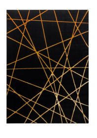 Kusový koberec Gloss 406C 86 geometric black/gold - 80x150 cm