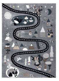 Dětský kusový koberec Fun Route Street animals grey - 160x220 cm