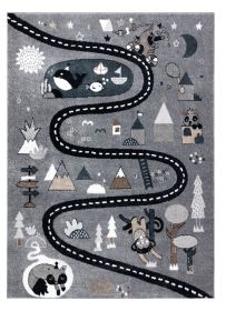 Dětský kusový koberec Fun Route Street animals grey - 240x330 cm