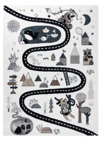 Dětský kusový koberec Fun Route Street animals cream - 160x220 cm