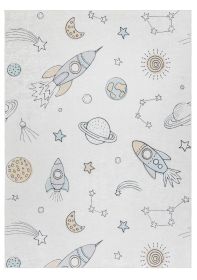 Dětský kusový koberec Bambino 1278 Space rocket cream - 80x150 cm