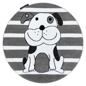 Dětský kusový koberec Petit Puppy grey kruh - 120x120 (průměr) kruh cm