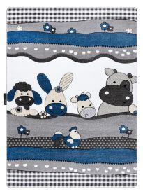 Dětský kusový koberec Petit Farm animals blue - 120x170 cm