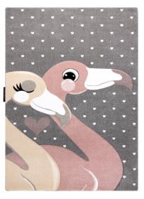 Dětský kusový koberec Petit Flamingos hearts grey - 200x290 cm
