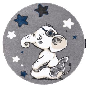 Dětský kusový koberec Petit Elephant stars grey kruh - 160x160 (průměr) kruh cm