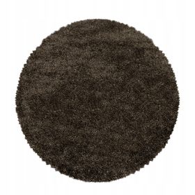 Kusový koberec Fluffy Shaggy 3500 brown kruh - 120x120 (průměr) kruh cm