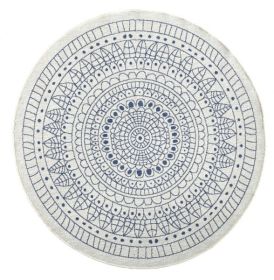 Kusový koberec Twin-Wendeteppiche 103104 creme blau kruh - 140x140 (průměr) kruh cm