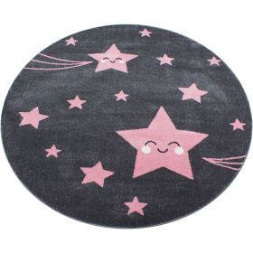 Dětský kusový koberec Kids 610 pink kruh - 120x120 (průměr) kruh cm