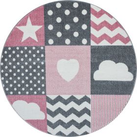 Dětský kusový koberec Kids 620 pink kruh - 160x160 (průměr) kruh cm