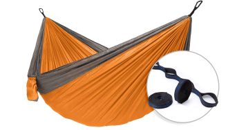 Houpací síť pro dva Camping + Slap strap (oranžový SET)