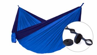 Houpací síť pro jednoho Camping + Slap strap (modrý SET)