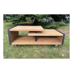 Konferenční stolek s kolečky IRON WOOD 110 CM masiv dub