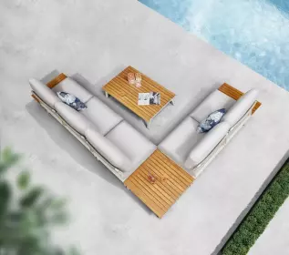 Zahradní 5 místná rohová sedací souprava PUNTO WHITE GREY